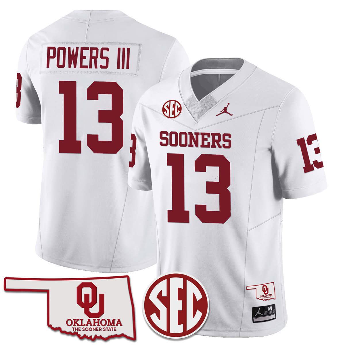 Men Oklahoma Sooners #13 Powers iii White 2024 SEC Patch Vapor Premier Limited NCAA Jersey->indianapolis colts->NFL Jersey